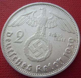 Extremely Rare 1939 F 2 Mark Silver Coin Ww2 Big Wreath Bullion (pri58) 5 photo