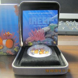 2010 Australian Sea Life: The Reef: Clownfish 0.  5aud Silver Proof Coin photo
