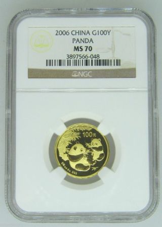 2006 China Gold Panda Ngc Ms70 100 Yuan G100y 1/4 Ounce Gold.  999 Rare 048 photo
