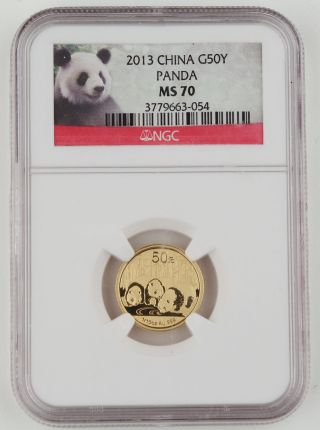 2013 China 50 Yuan 1/10 Troy Oz 999 Gold Panda Coin Ngc Ms70 Perfect Coin photo