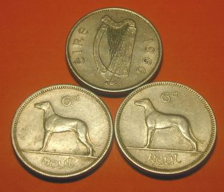 Ireland : Three Irish Sixpence 1966,  1967 & 1968 photo