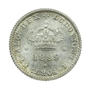 Portugal 50 Reis 1889 Silver Unc Scarce photo