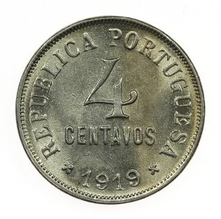 Portugal 4 Centavos 1919 Unc Scarce photo