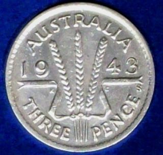 Australia 3 Pence 1943 S Almost Uncirculated Silver Coin photo