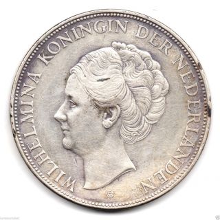 Netherlands 2 1/2 Gulden Silver 1937 Strong Vf photo