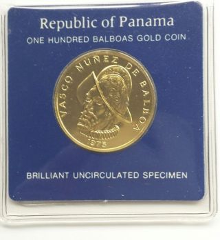 1975 Republic Of Panama 100 Balboas Gold Coin - Brilliant,  Uncirculated photo