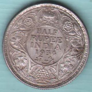 British India - 1934 - Half Rupee - Bombay - Kg V - Rare Silver Coin K - 28 photo