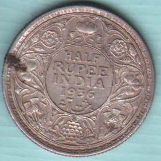 British India - 1936 - Half Rupee - Bombay - Kg V - Rare Silver Coin K - 27 photo