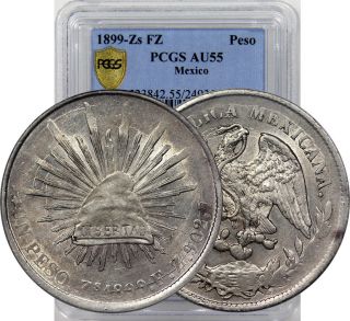 1899 Zs Fz Mexico Peso Silver Coin Pcgs Au55 photo