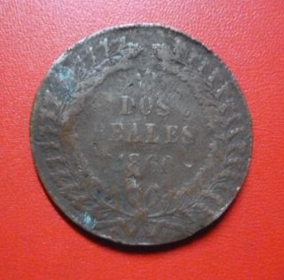 Argentina Copper Coin 2 Reales,  Km11 F 1860 - Province Of Buenos Aires photo