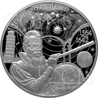 Russia 2014 25 Rubles Galileo Galilei 5oz Proof Silver Coin photo