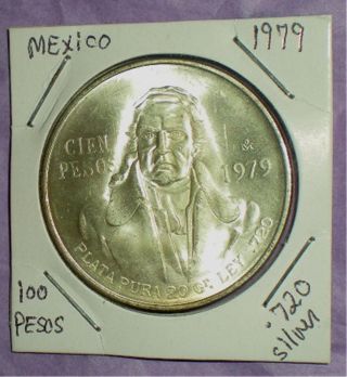 Mexico 100 Pesos Coin Dated: 1979.  Low Mintage Of: 784k photo
