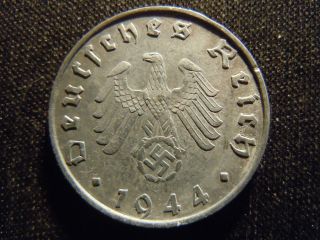 1944 - B - German - Ww2 - 10 - Reichspfennig - Germany - Nazi Coin - Swastika - World - Ab - 2919 - Cent photo