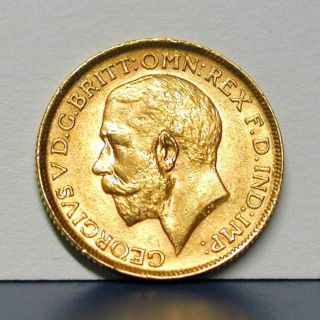 1913 Gold Coin Sovereign Great Britain King St.  George V Slaying Dragon 1/4 Oz photo