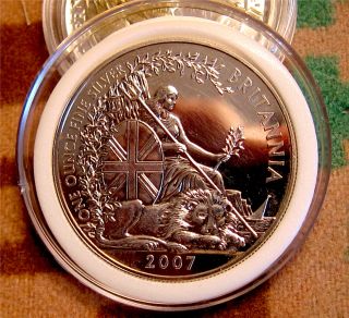 2007 Britannia One Oz.  999 Silver 2 Pounds U.  K.  Royal Coin Unc photo