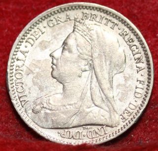 1895 Great Britain 3 Pence Silver Foreign Coin S/h photo
