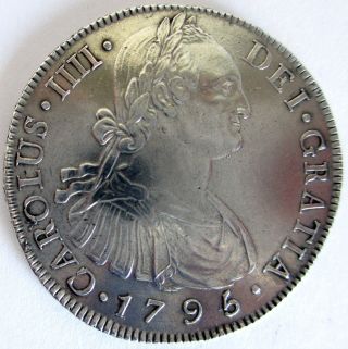 Carolus Iiii Dei Gratia 1795 Hispan - Et Ind - Rex - Ng - 8r - M Silver Coin photo