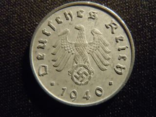 1940 - German - Ww2 - 10 - Reichspfennig - Germany - Nazi Coin - Swastika - World - Ab - 699 - Cent photo