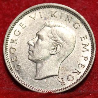 1941 Zealand 6 Pence Silver Foreign Coin S/h photo