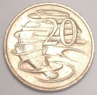 1972 Australia Australian 20 Cents Platypus Coin Vf photo