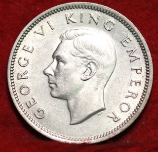 1940 Zealand 1 Shilling Silver Foreign Coin S/h photo