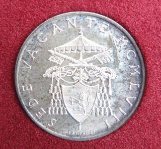 1958 Vatican City 500 Lira.  835 Silver Sede Vacante Coin In Holder photo