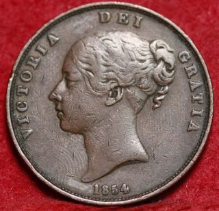 1854 Great Britain Penny Foreign Coin S/h photo