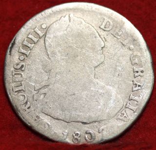 1807 Peru 2 Reales Silver Foreign Coin S/h photo
