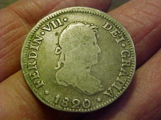 1820 Jp Silver 2 Reales.  Colonial Spanish Mexico.  Ferdinand 7 Grade Coin photo