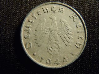 1944 - German - Ww2 - 10 - Reichspfennig - Germany - Nazi Coin - Swastika - World - 57 - X - Cent photo