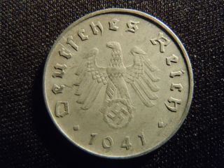 1941 - German - Ww2 - 10 - Reichspfennig - Germany - Nazi Coin - Swastika - World - 35 - Z - Cent photo