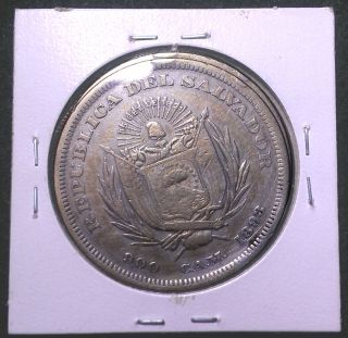 Republica Del El Salvador 1893 Un 1 Peso Silver Coin Cristobal Colon Columbus photo