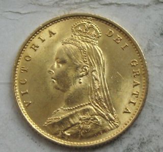 1887 Great Britain Victoria Jubilee Gold 1/2 Sovereign.  Ch/gem Bu photo