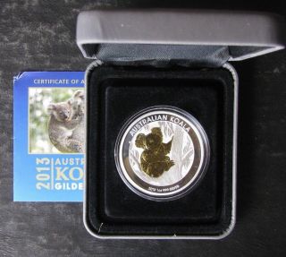 2013 Australia One Ounce Silver Gilded Koala - 999 Fine - Low Mintage - No Res photo