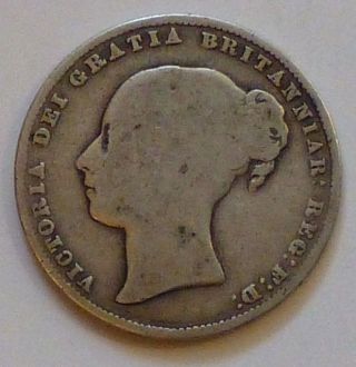 Circulated 1861 Queen Victoria Silver 1 Shilling Coin photo