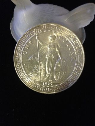 1929 B British Trade Silver One 1 Dollar Ch/bu Bombay Rare Coin photo