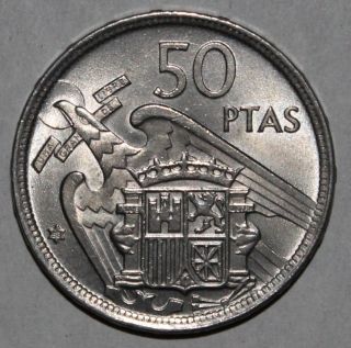 Spanish 50 Peseta Coin 1957 (1958) - Francisco Franco - Km 788 - Spain - Detail photo