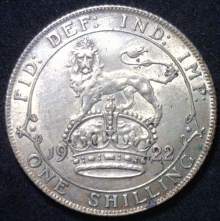 1922 Silver Uk Shilling English Coin photo