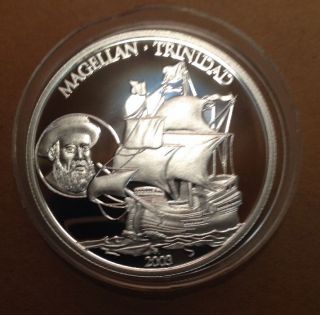 2003 1 Oz.  999 Silver Samoa I Sisifo Trinidad Magellan $10.  00 Coin Sail Boat photo
