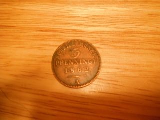 Scheide Munze 3 Pfenninge 1862 A.  120 Einen Thaler World Coin. photo
