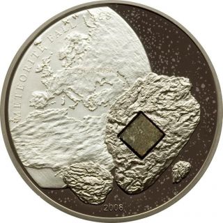 Cook Islands 2008 5$ Comet Pultusk Proof Silver Coin Real Meteorite Insert photo
