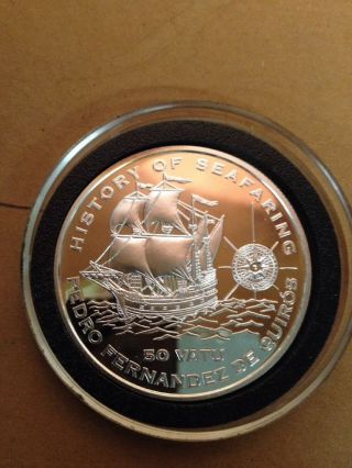 2005 1oz.  999 Silver Coin History Of Seafairing 50 Vatu Ripablik Blong Vanuatu photo