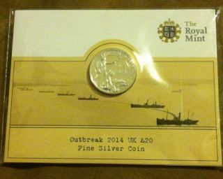 2014 Outbreak Of The First World War £20 Fine Silver Coin photo