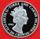 Turks & Caicos H 1993 20 Crowns Accession 40th,  1 Tr Oz Silver Proof,  Top Grade South America photo 1