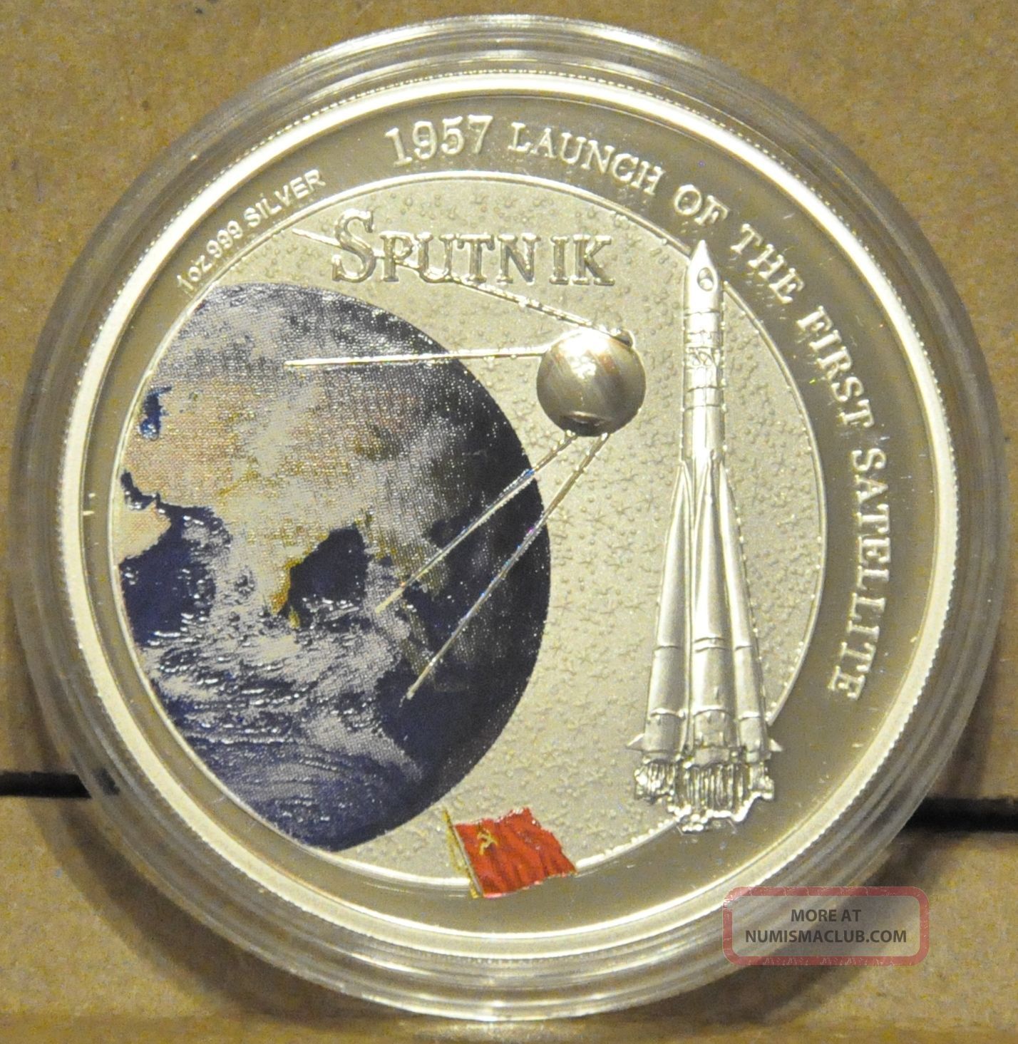 2007 Fiji $2 1957 Sputnik 1oz Silver Coin Colored Australia & Oceania photo