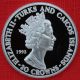 Turks & Caicos F 1993 20 Crowns Coronation 40th,  1 Tr Oz Silver Proof,  Top Grade South America photo 1