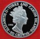 Turks & Caicos C 1993 20 Crowns Coronation 40th,  1 Tr Oz Silver Proof,  Top Grade South America photo 1