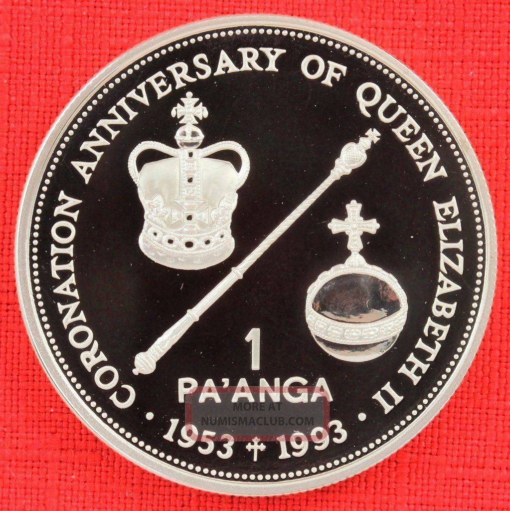 Tonga: 1993 1 Pa ' Anga,  Coronation 40th, .  925 Silver Proof,  Capsule - Top Grade Australia & Oceania photo