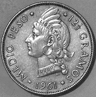 Dominican Republic 1961 Silver 1/2 Peso - - - Final Year For Type - - - photo