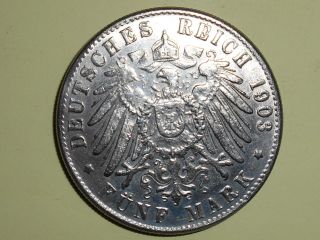 Deutsches Reich 1903 Funf Mark Coin photo